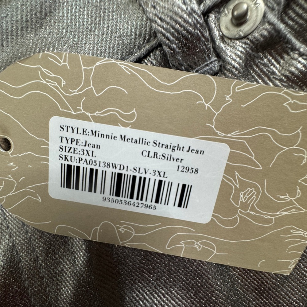 NWT Meshki Silver Women's Jeans‎ Size XXXL Wide Leg (W38in. x L29in.) BRAND NEW - Picture 5 of 14